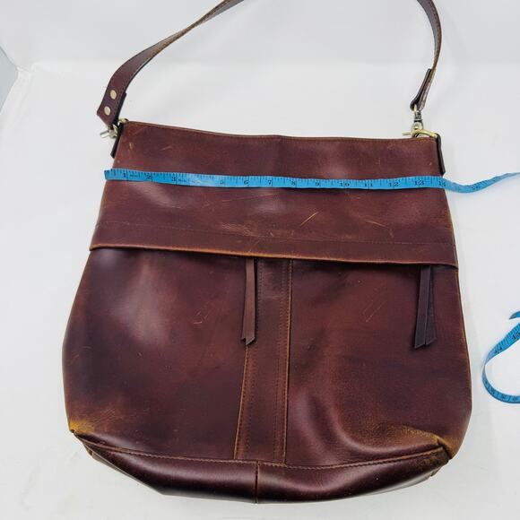Vintage Brown Leather Shoulder Bag Large Slouchy Tote Satchel Unbranded - Picture 11 of 14